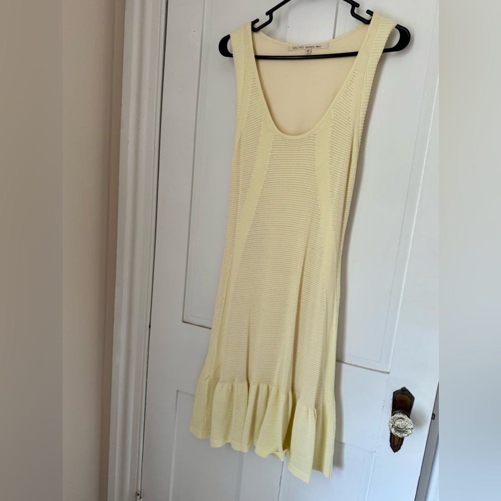 RACHEL Rachel Roy Yellow Cream Ruffled Mini Sundress